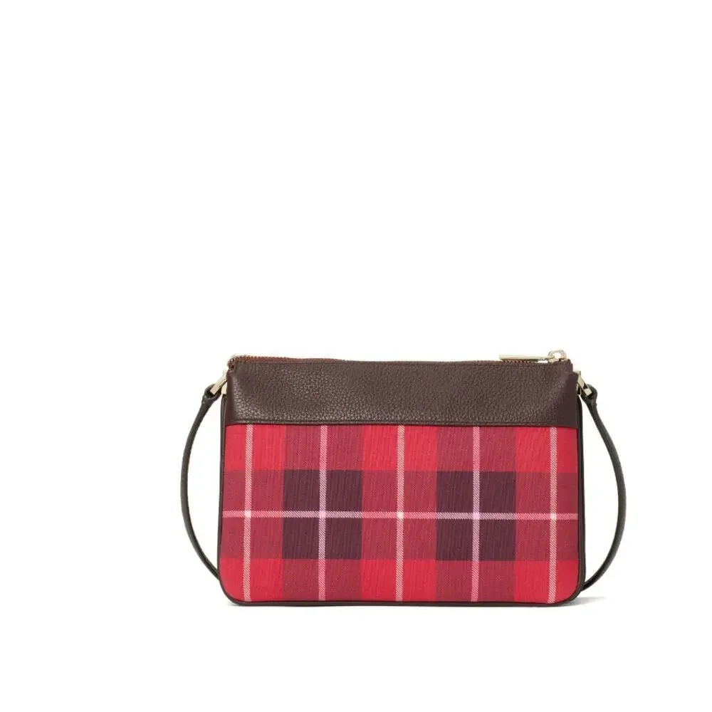 NWT Kate Spaid Leila Plaid Triple Gusset Crossbody $279